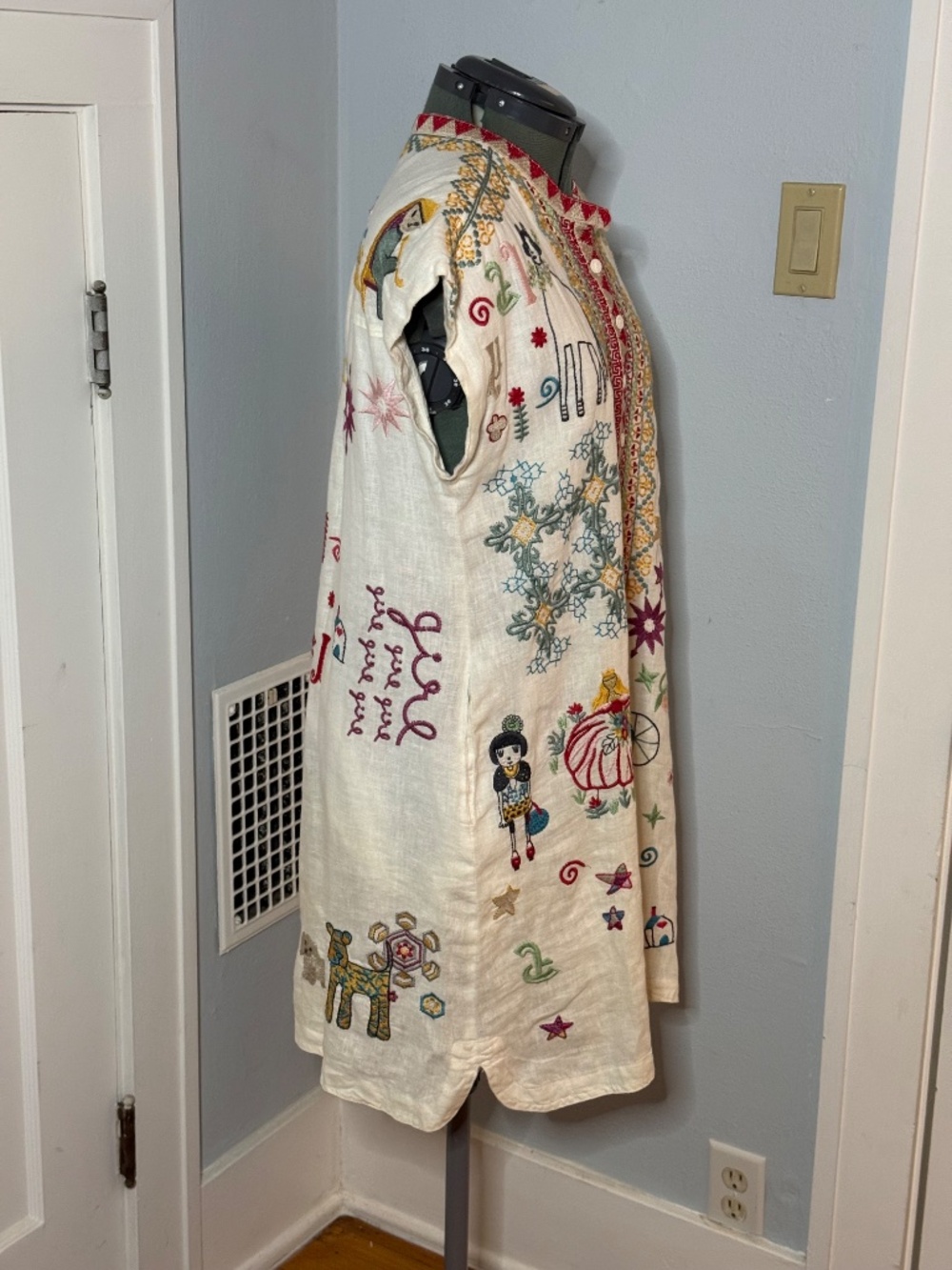 Johnny Was Mishti Tunic Dress Small White Ramie Embroidered Boho - Picture 5 of 8